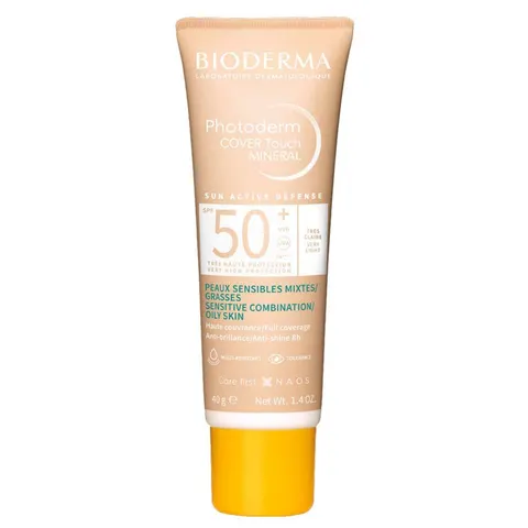Protetor Solar Facial Bioderma Photoderm Cover Touch Mineral FPS 50+ - Cor Muito Claro — Bioderma