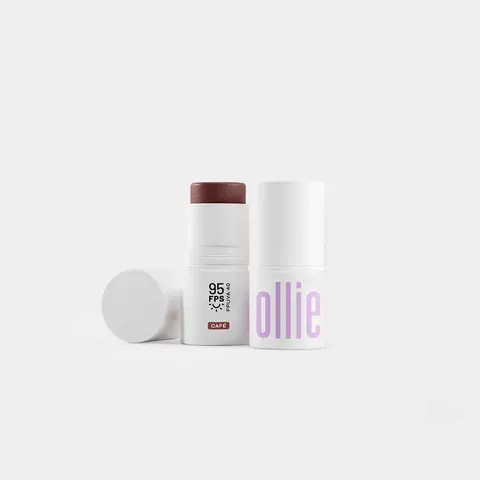 Bastão 3 em 1 Blush, Batom e Sombra FPS 95 Ollie - Café 4,5g — Ollie