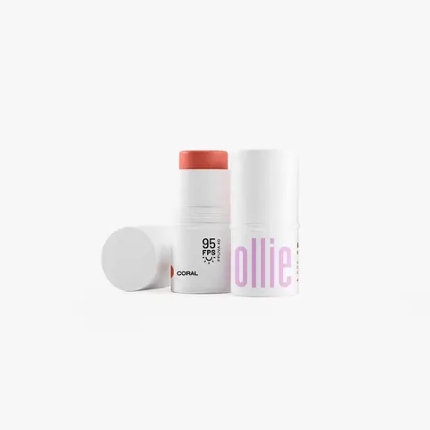 Bastão 3 em 1 Blush, Batom e Sombra FPS 95 Ollie - Coral 4,5g — Ollie